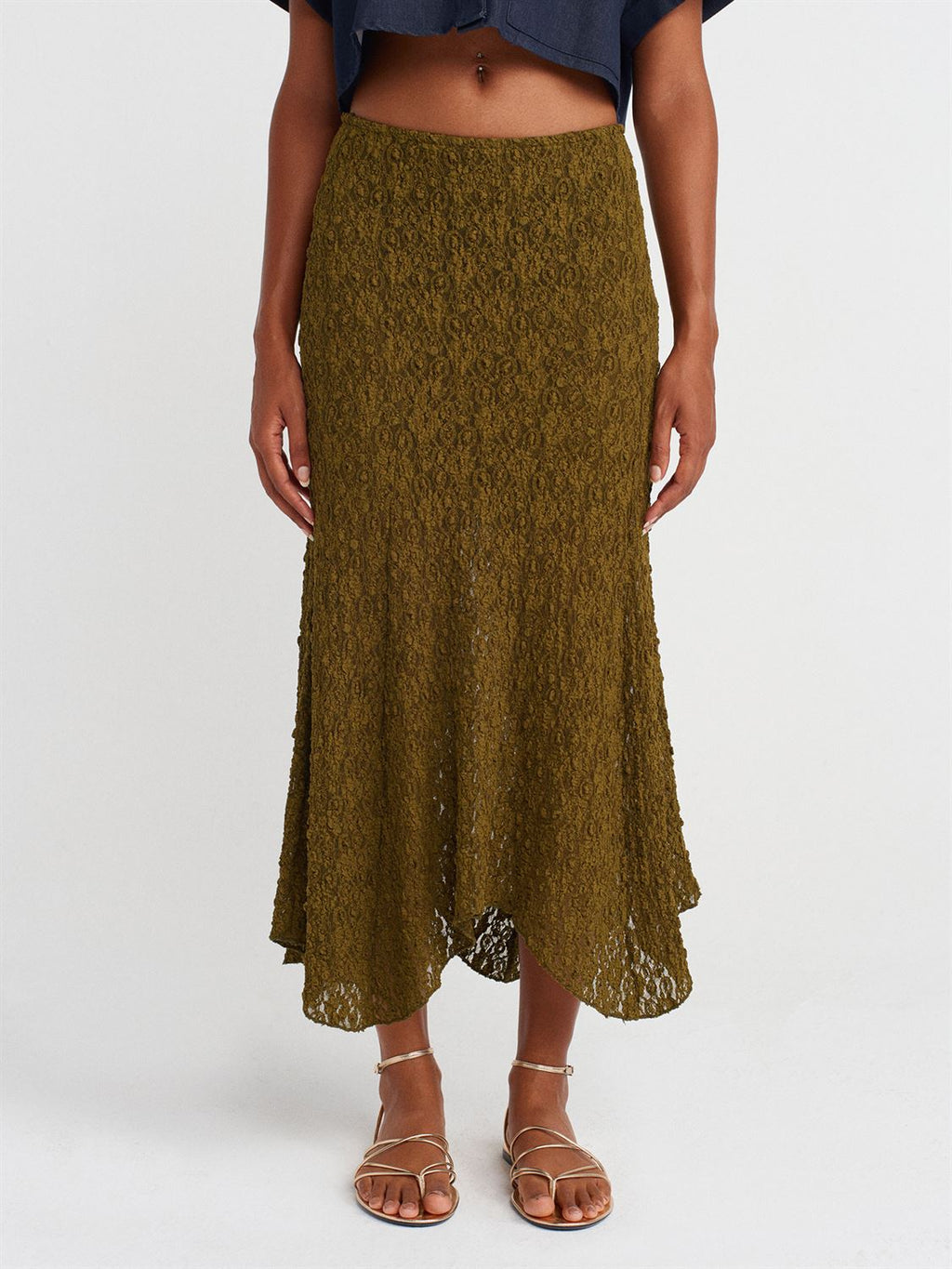 Lace Detail Midi Skirt