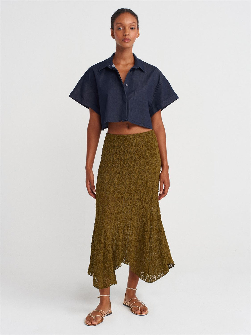 Lace Detail Midi Skirt