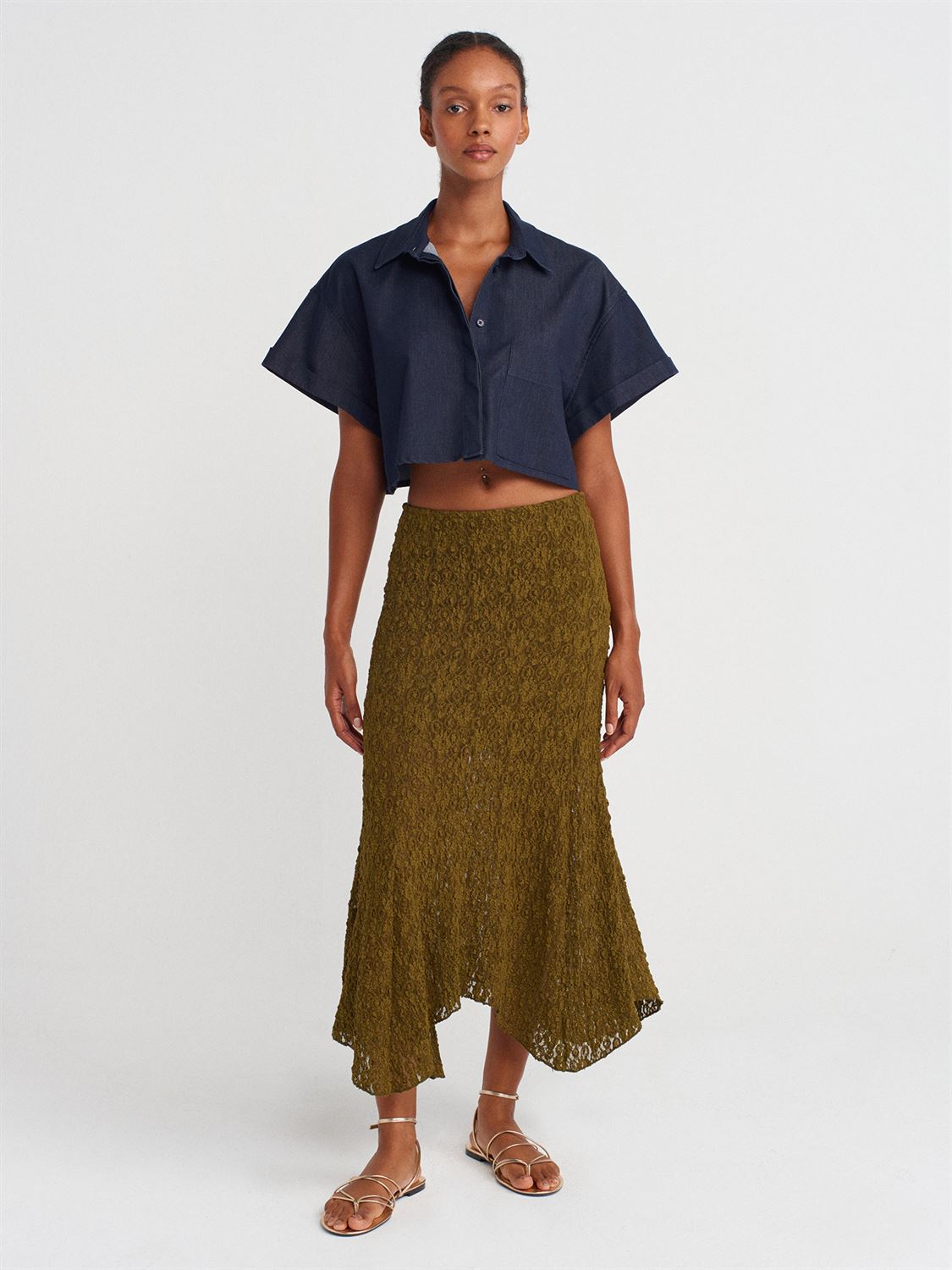 Lace Detail Midi Skirt