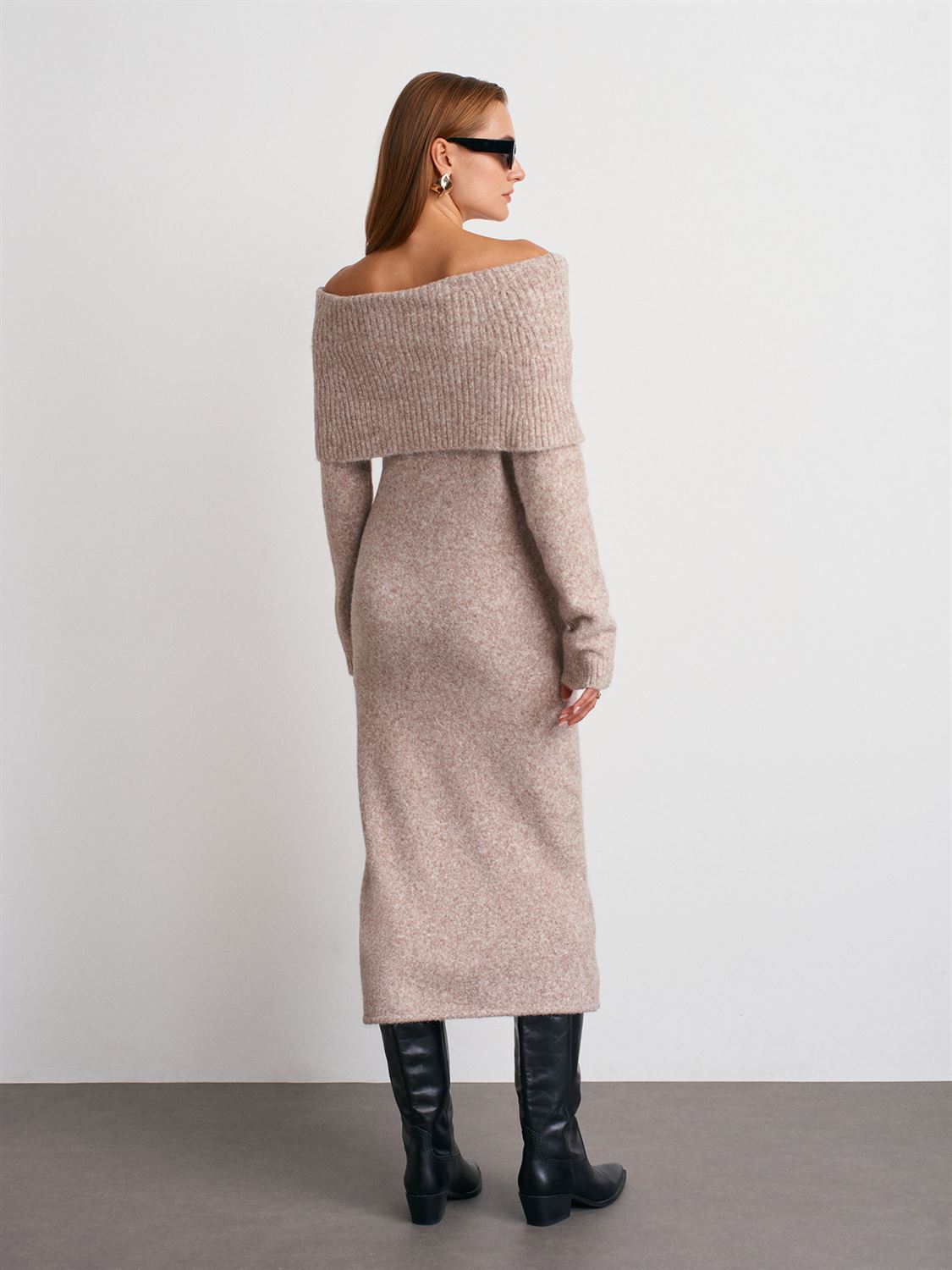 Yün Karışımlı Triko Elbise-Vizon M.